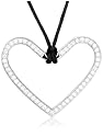 La Strada Halsband NE00025 schwarz 40cm, Verschluss 925 Sterling Silber, Anh&auml;nger Kreuz  925 Sterling Silber Herz Zirkonia weiss