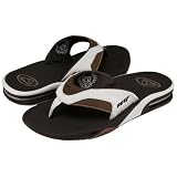 Reef Men's Leather Fanning Flip Flop,White/Brown,14 M US