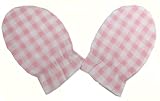 2重織りガーゼミトン 2P てんとう虫×チェック柄 ピンク