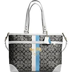 Coach Heritage Stripe Baby Diaper Multifunction Business Bag Tote 13191 Blue White