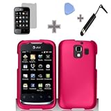 Rubberized Solid Rose Pink Color Snap on Hard Case Skin Cover Faceplate with Screen Protector, Case Opener and Stylus Pen for Huawei Fusion 2 U8665 - AT&T