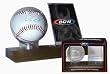 BCW Woodbase Baseball & Card Holder (Real Walnut) - Combo Ball & Card Display - Sports Memoriablia Display Case - Sportscards Collecting Supplies