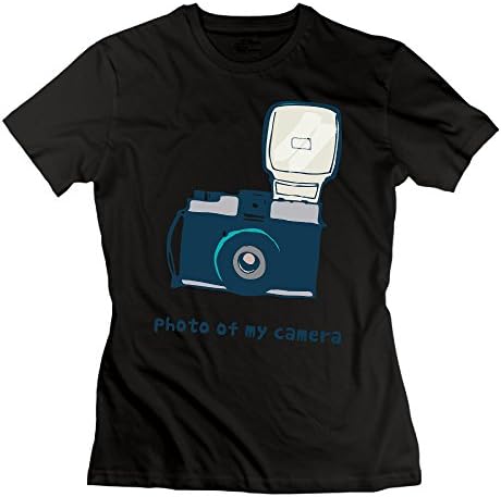 LINNA Women's Cotton Short Sleeve T Shirts Photo Of My Camera L Black