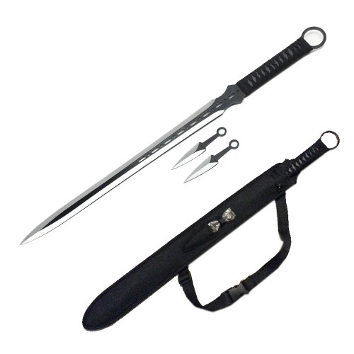 Ace Martial Arts Supply Full Tang Tactical Blade Katana/Ninja Sword/Machete/Throwing Knife, Black, 27-Inch