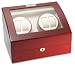 Diplomat Cherry Wood Quad Watch Winder with Off-White Leather Interior