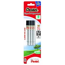 Pentel Super Hi-Polymer Lead Refill 0.5mm Fine, HB, 36 Pieces of Lead (C505BP3HB-K6)