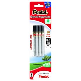 Pentel Super Hi-Polymer Lead Refill 0.5mm Fine, HB, 36 Pieces of Lead (C505BP3HB-K6)