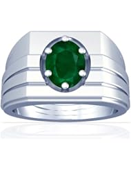 14K White Gold Oval Cut Emerald Solitaire Ring