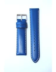 22mm Blue Matte Finish Coach Style Leather Watchband