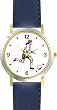 Woman or Girl Soccer Player Soccer or Fussball Theme - WATCHBUDDY&reg; DELUXE TWO-TONE THEME WATCH - Arabic Numbers - Blue Leather Strap-Children's Size-Small ( Boy's Size & Girl's Size )
