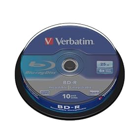 Verbatim - 43742 - BD-R Single Layer - 6x - 25 Go - Couche protectrice Hard Coat - Pack Spindle - Blanc/Bleu