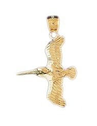 Dazzlers Solid 14k Gold Pelican Charm Pendant Available in three colors from jewelsberry (weights: 5.3 grams only)