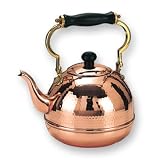 Old Dutch 2 Quart Decor Copper Hammered Teakettle With Wood Handle
