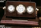 Nautical Brass Weathermaster Brass Clock, Thermometer and Hygrometer on Solid Mahogany Wood Base