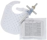 Elegant Baby Gift Set In Blue Includes 100% Cotton Bib, Wall Hanging Porcelain Cross & Bible. Gift Boxed