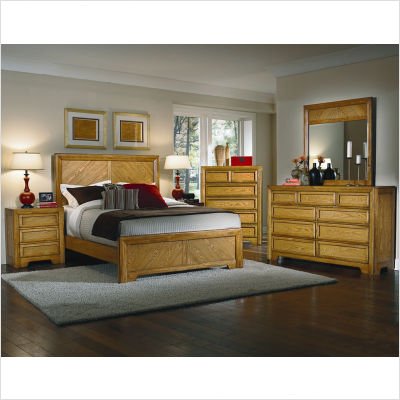 Bundle-08 Casual Home Panel Bedroom Set in Warm Casual Oak Size: King