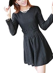 Chiffon Round Neck Cap Sleeves Above the Knee Fit-and-Flare Jacquard Lace  Dress