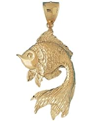 Dazzlers Solid 14k Gold Goldfish Charm Pendant Available in three colors from jewelsberry (weights: 12.8 grams only)