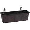 Gartenfreude 4000-1008-024 Polyrattan Balkonkasten inklusiv Aufh�ngung, 60 x 19 x 18 cm, mit Bew�sserungssystem, mocca