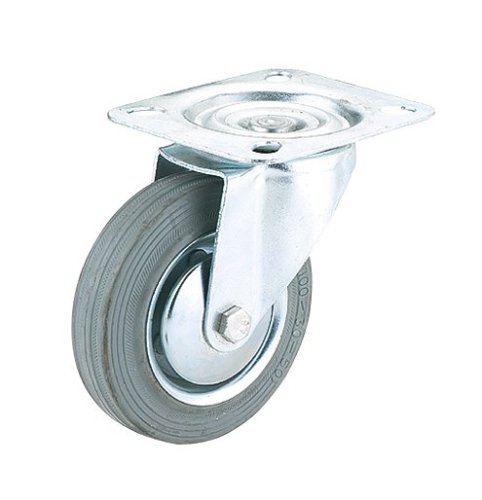Steelex D2587 3-Inch 110-Pound Swivel Rubber Plate Caster, Gray