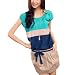 Allegra K Female Short Sleeve Scoop Neck Stretchy Upper Patchwork Dress Green XS