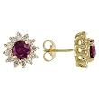 14K Yellow Gold Ruby and Diamond Earrings