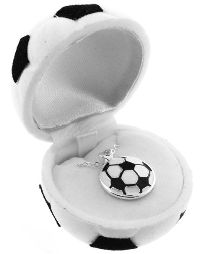 Soccer Ball Necklace W/Silver Chain and Velour Gift Box