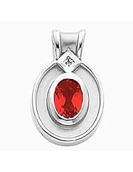 14K White Gold Oval Cut Chatham Created Ruby and Diamond Pendant -- LIFETIME WARRANTY