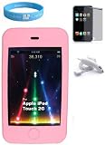 Ipod Touch 2nd and 3rd Generation Silicone Baby Pink Skin + Mirror Screen Protector Kit + itouch 2g 3g Car Charger + Wristband