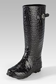 Crocodile Skin Design Knee High Buckle Boots