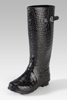 Crocodile Skin Design Knee High Buckle Boots