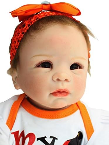 22'' Handmade Realistic baby Lifelike Baby Girl Doll Silicone Vinyl Reborn Newborn Dolls Mohair Wig