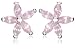Silver Pink Cubic Zirconia Flower Stud Earrings