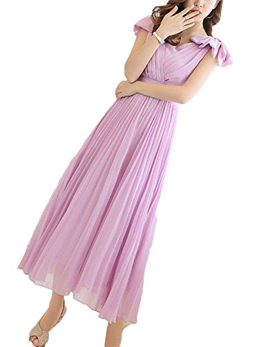 (ディーコッテ)D'Kotte レディース 春 夏 ワンピース ドレス ロング マキシ シフォン フリル プリーツ Vネック エレガント neaa256