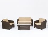 Siena Garden Malta Sofa Set 4tlg 1/3 2 Sessel,+1 Bank,+1 Tisch