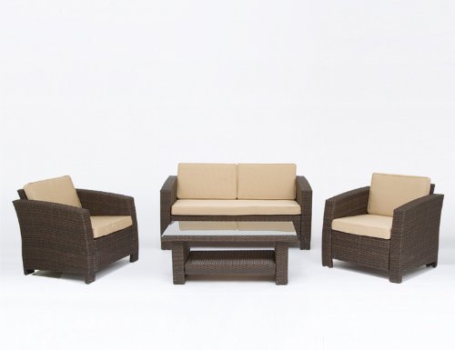 Siena Garden Malta Sofa Set 4tlg 1/3 2 Sessel,+1 Bank,+1 Tisch