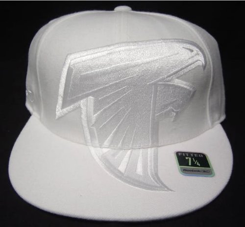Size 7 1/4 White on White Falcons Fitted Flat bill Cap / Hat with Supersized logo