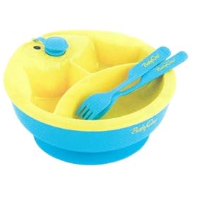 BABY FEEDING - Food Warmer Bowl & Cutlery Set for Babies (Yellow/Blue)