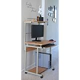 Furinno Mobile Rolling Home Laptop Notebook Computer Desk Table for your Home Office, Beech Finish, 76011BG
