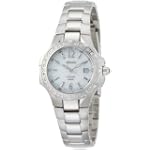 Seiko Women's SXDB59 Coutura Silver-Tone White Mother Of Pearl Dial 24 Diamonds Watch