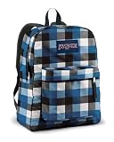 JANSPORT SUPERBREAK BACKPACK SCHOOL BAG- Blue Streak Block Check- 9EB