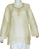 Womens Clothing Tops Kurti Fashion in India With Hand Embroidery Size L (tsht130)