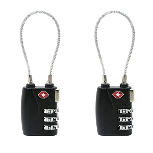 BOOM TSA Approved Set-Your-Own Combination Travel Lock,2 pack 3 Digit Combination Cable Lock for Suitcase,Travel Bags, GYM and Home Use