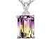2.79 cttw 14k Gold Emerald Cut Rare Genuine Bicolor Ametrine and Diamond Pendant