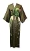 Silk Kimono- Handpainted (Long) - Olive-Crane