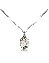 .925 Sterling Silver Saint St. Gemma Galgani Medal Pendant 1/2 x 1/4 Inches Pharmacists-9130- Comes with a .925 Sterling Silver Lite Curb Chain Neckace And a Black velvet Box