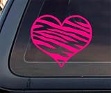 Zebra Print Heart HOT PINK Car Decal / Sticker
