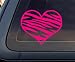 Zebra Print Heart HOT PINK Car Decal / Sticker