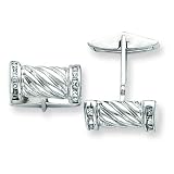Sterling Silver CZ (Cubic Zirconia) Barrel Cuff Links
