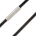 Schmuck-Pur Edelstahl Lederband Halskette schwarz 3mm